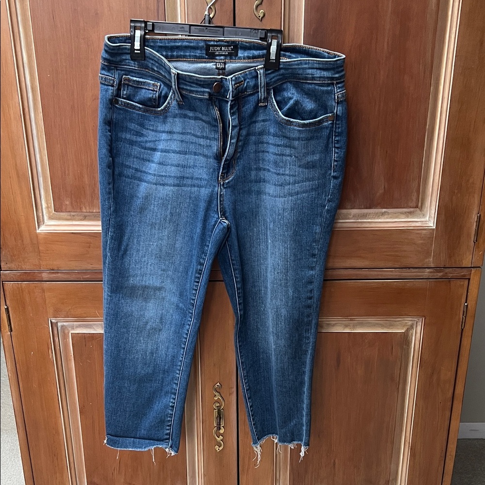 Judy Blue Women's Distressed Ankle Jeans - Dark Blue